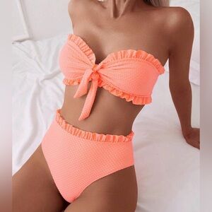 Coral Ruffle Bikini Set